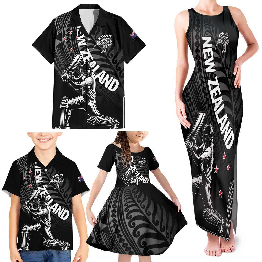 Custom New Zealand Cricket Family Matching Tank Maxi Dress and Hawaiian Shirt Maori Kiwi Black Fern LT01 - Polynesian Pride