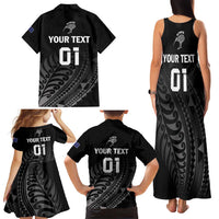 Custom New Zealand Cricket Family Matching Tank Maxi Dress and Hawaiian Shirt Maori Kiwi Black Fern LT01 - Polynesian Pride