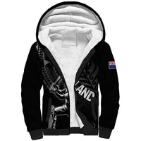 Custom New Zealand Cricket Sherpa Hoodie Maori Kiwi Black Fern LT01 Unisex Black - Polynesian Pride