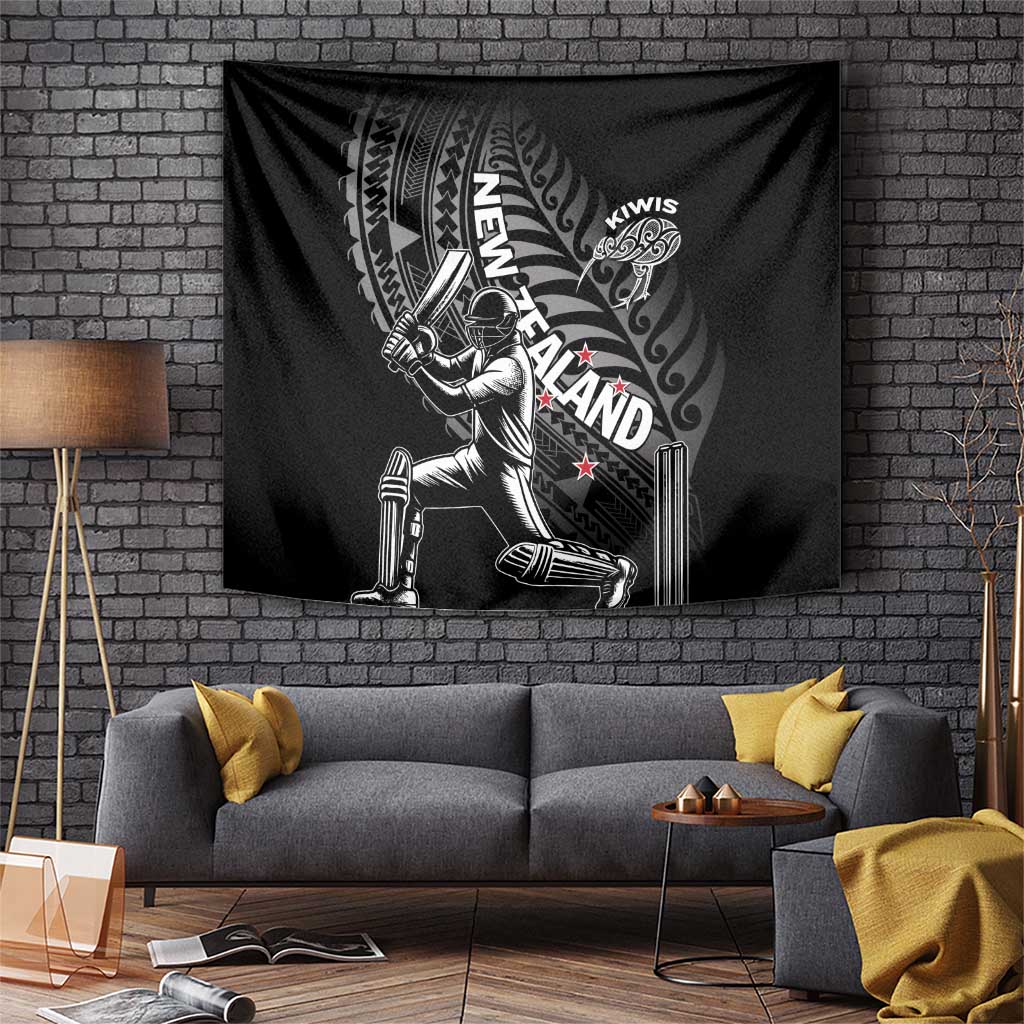New Zealand Cricket Tapestry Maori Kiwi Black Fern LT01 Black - Polynesian Pride