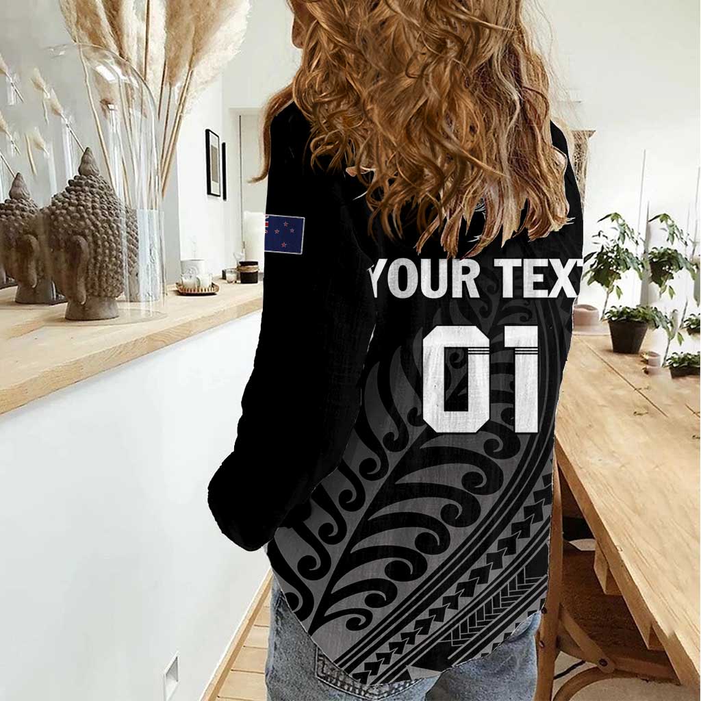 Custom New Zealand Cricket Women Casual Shirt Maori Kiwi Black Fern LT01 - Polynesian Pride