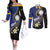 Personalised Nauru Couples Matching Off The Shoulder Long Sleeve Dress and Long Sleeve Button Shirt Naoero Proud Plumeria