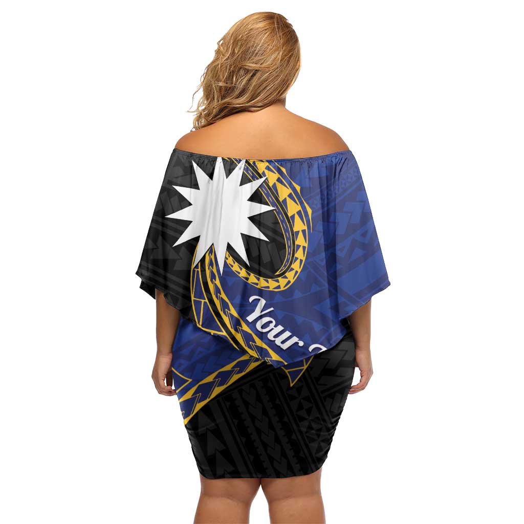 Personalised Nauru Family Matching Off Shoulder Short Dress and Hawaiian Shirt Naoero Proud Plumeria LT01 - Polynesian Pride
