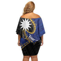 Personalised Nauru Family Matching Off Shoulder Short Dress and Hawaiian Shirt Naoero Proud Plumeria LT01 - Polynesian Pride