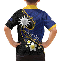 Personalised Nauru Family Matching Short Sleeve Bodycon Dress and Hawaiian Shirt Naoero Proud Plumeria LT01 - Polynesian Pride