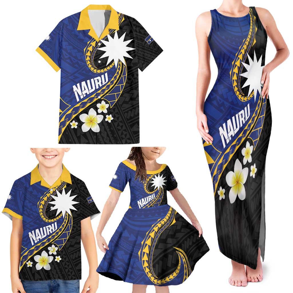 Personalised Nauru Family Matching Tank Maxi Dress and Hawaiian Shirt Naoero Proud Plumeria LT01 - Polynesian Pride