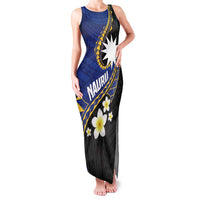 Personalised Nauru Family Matching Tank Maxi Dress and Hawaiian Shirt Naoero Proud Plumeria LT01 Mom's Dress Blue - Polynesian Pride