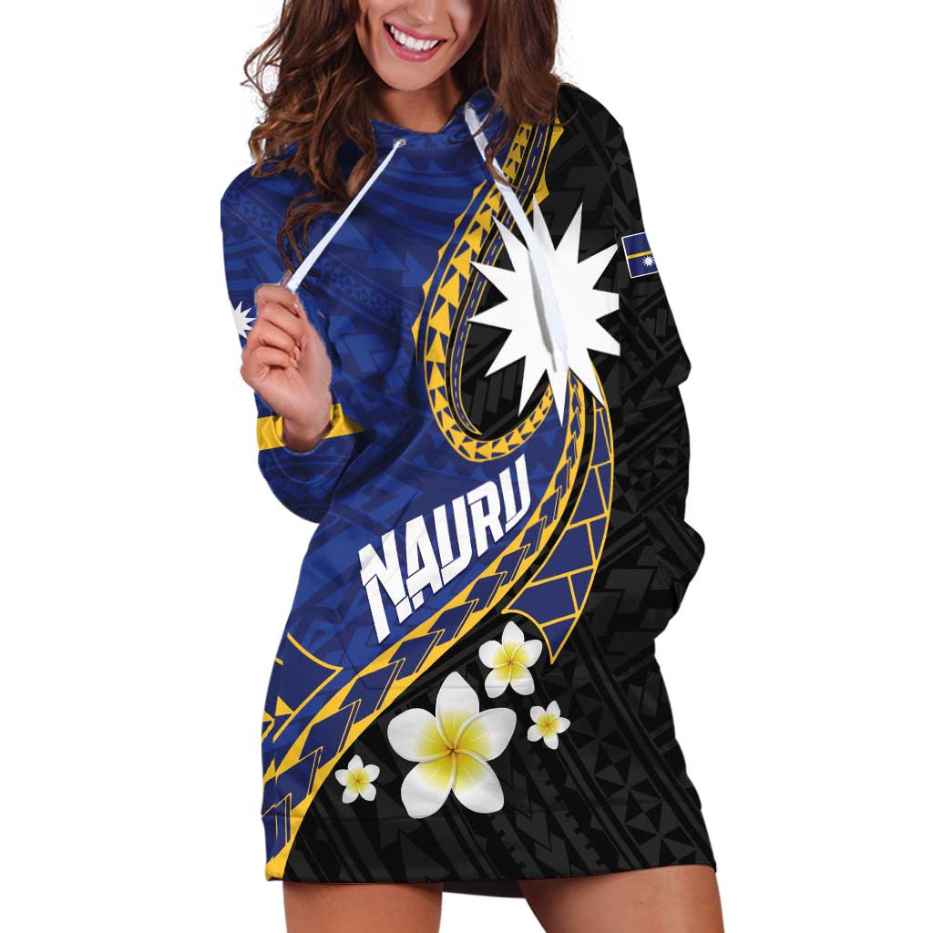 Personalised Nauru Hoodie Dress Naoero Proud Plumeria