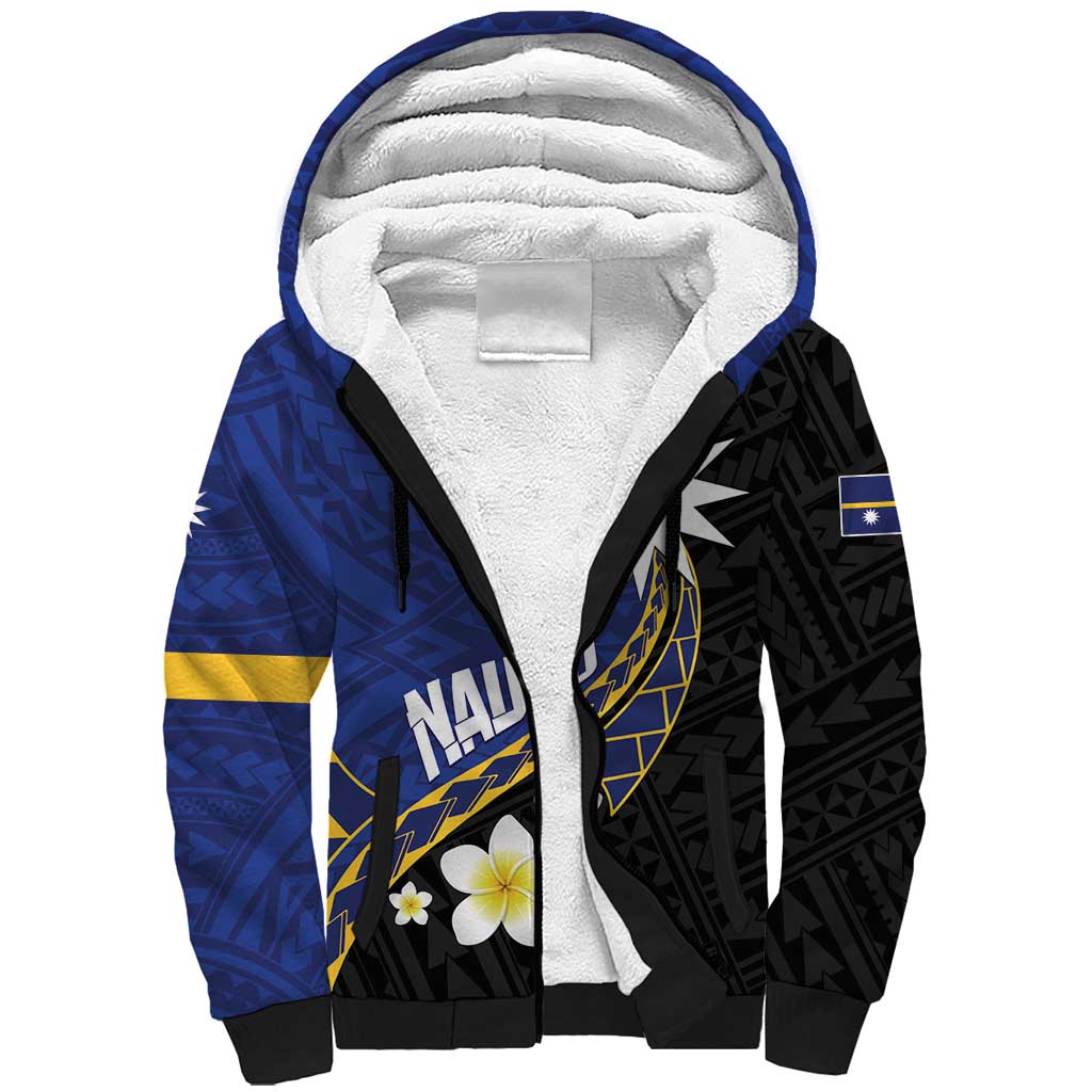 Personalised Nauru Sherpa Hoodie Naoero Proud Plumeria