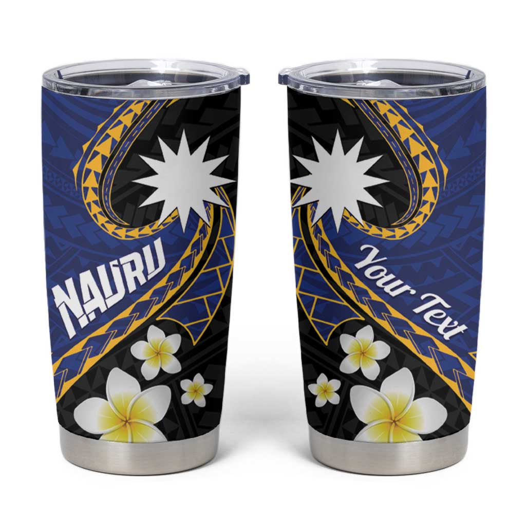 Personalised Nauru Tumbler Cup Naoero Proud Plumeria LT01 Blue - Polynesian Pride