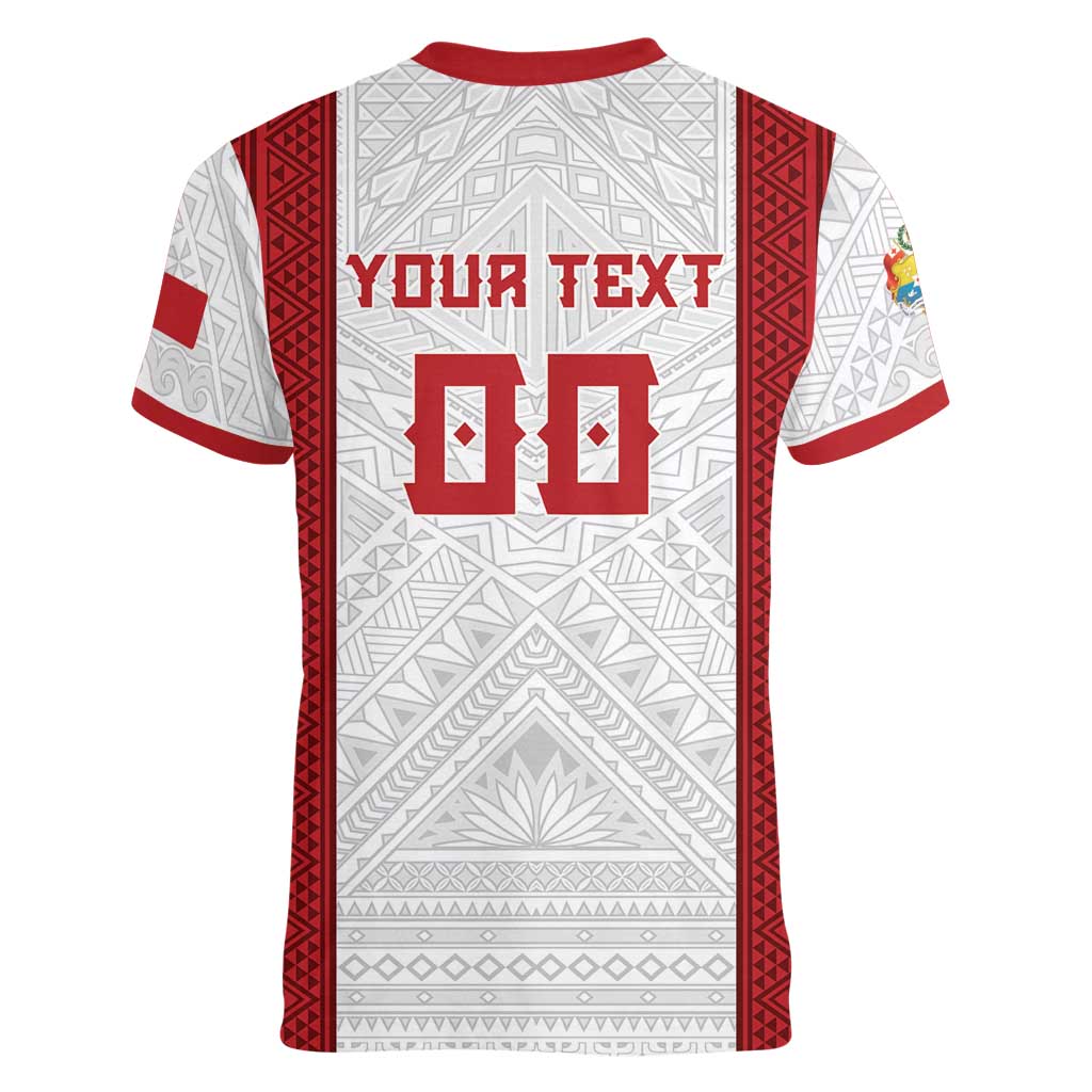 Tonga Rugby Custom Women V-Neck T-Shirt Tonga Sea Eagles Go Champions