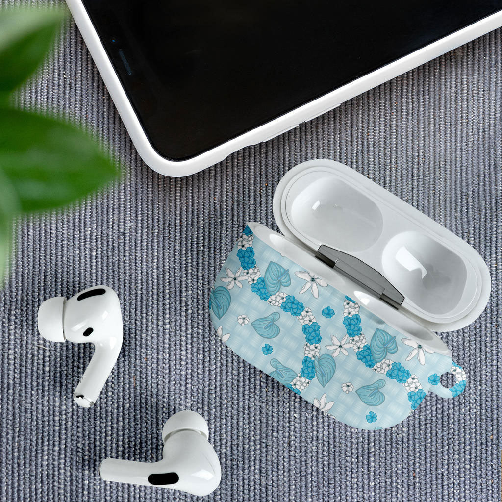 Hawaii Anthurium Tiare Pikake Lei AirPods Case UliUli Lauhala Art Pattern