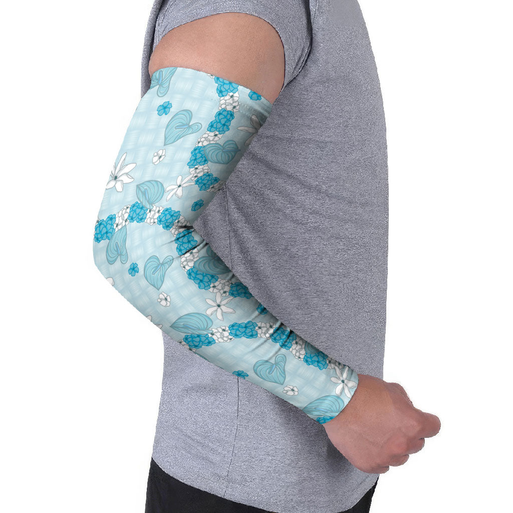 Hawaii Anthurium Tiare Pikake Lei Arm Sleeves UliUli Lauhala Art Pattern