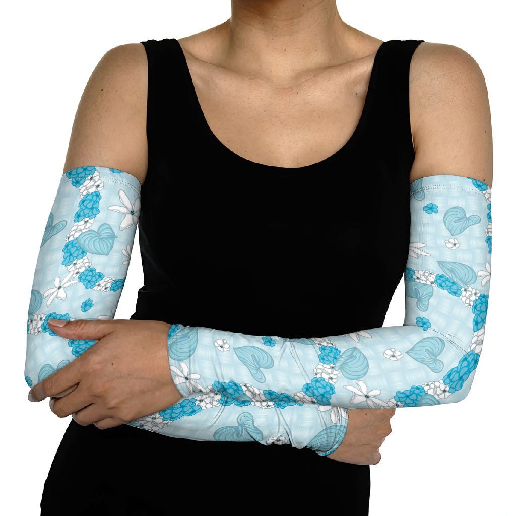 Hawaii Anthurium Tiare Pikake Lei Arm Sleeves UliUli Lauhala Art Pattern