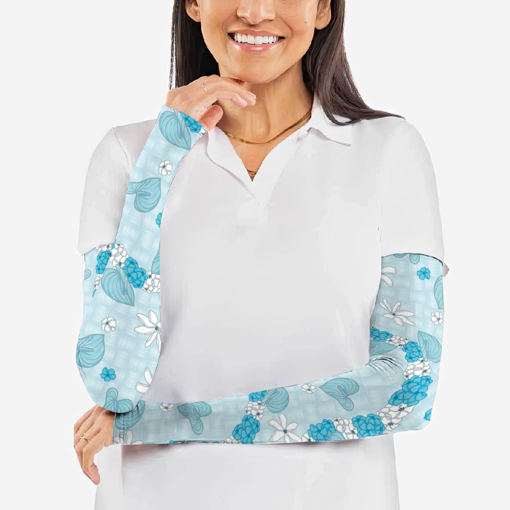 Hawaii Anthurium Tiare Pikake Lei Arm Sleeves UliUli Lauhala Art Pattern