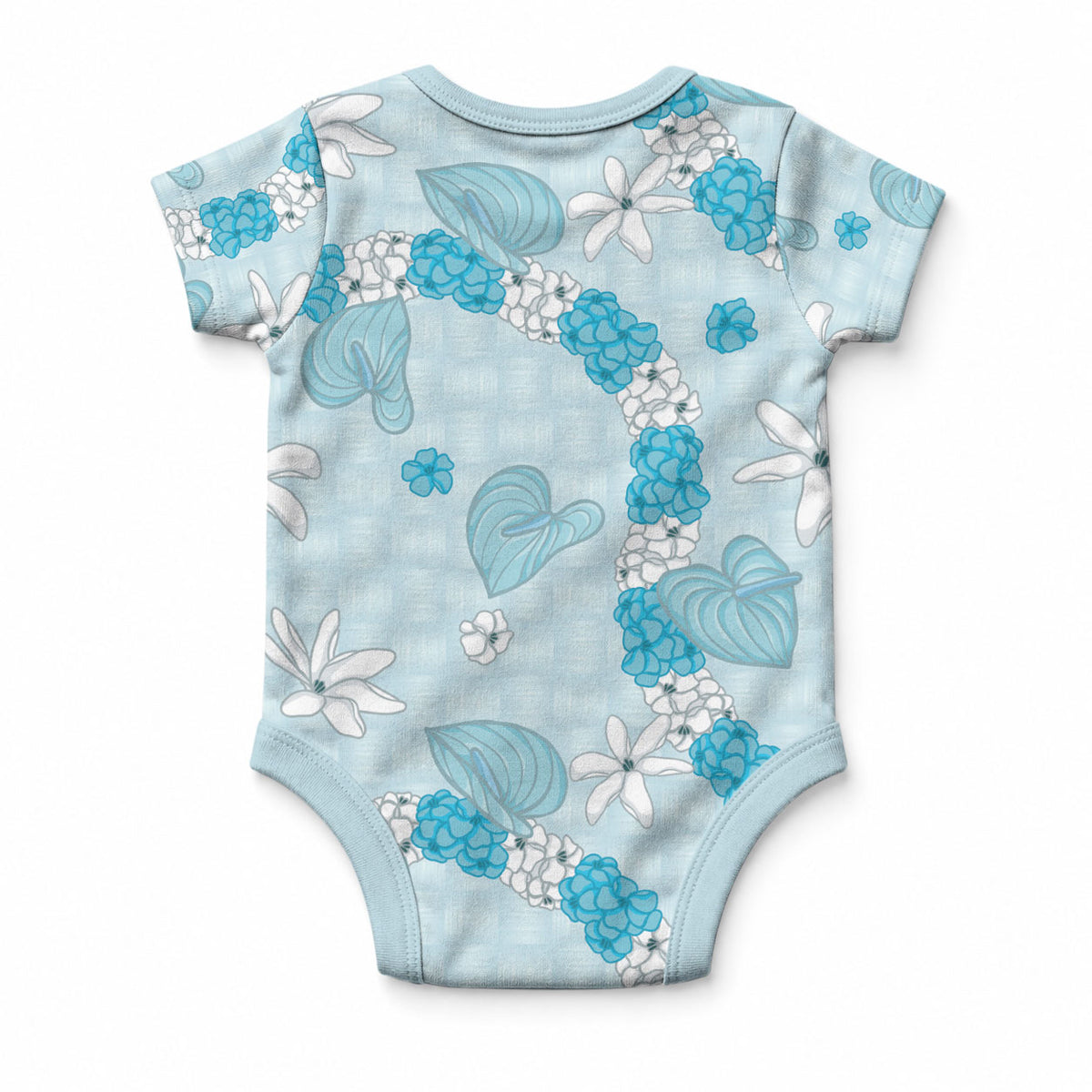 Hawaii Anthurium Tiare Pikake Lei Baby Onesie UliUli Lauhala Art Pattern LT01 - Polynesian Pride
