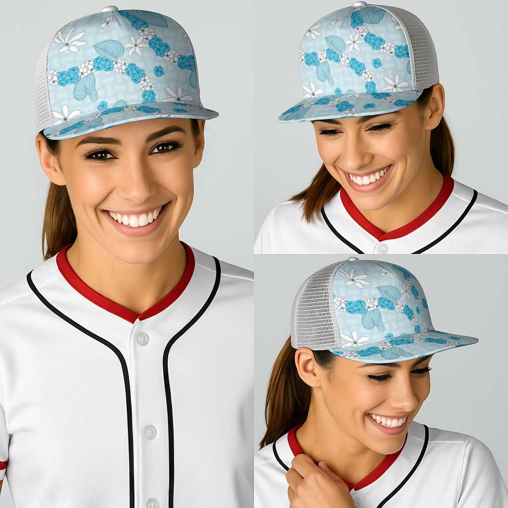 Hawaii Anthurium Tiare Pikake Lei Baseball Net Cap UliUli Lauhala Art Pattern
