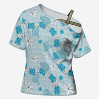 Hawaii Anthurium Tiare Pikake Lei Cross Shoulder Shirt UliUli Lauhala Art Pattern
