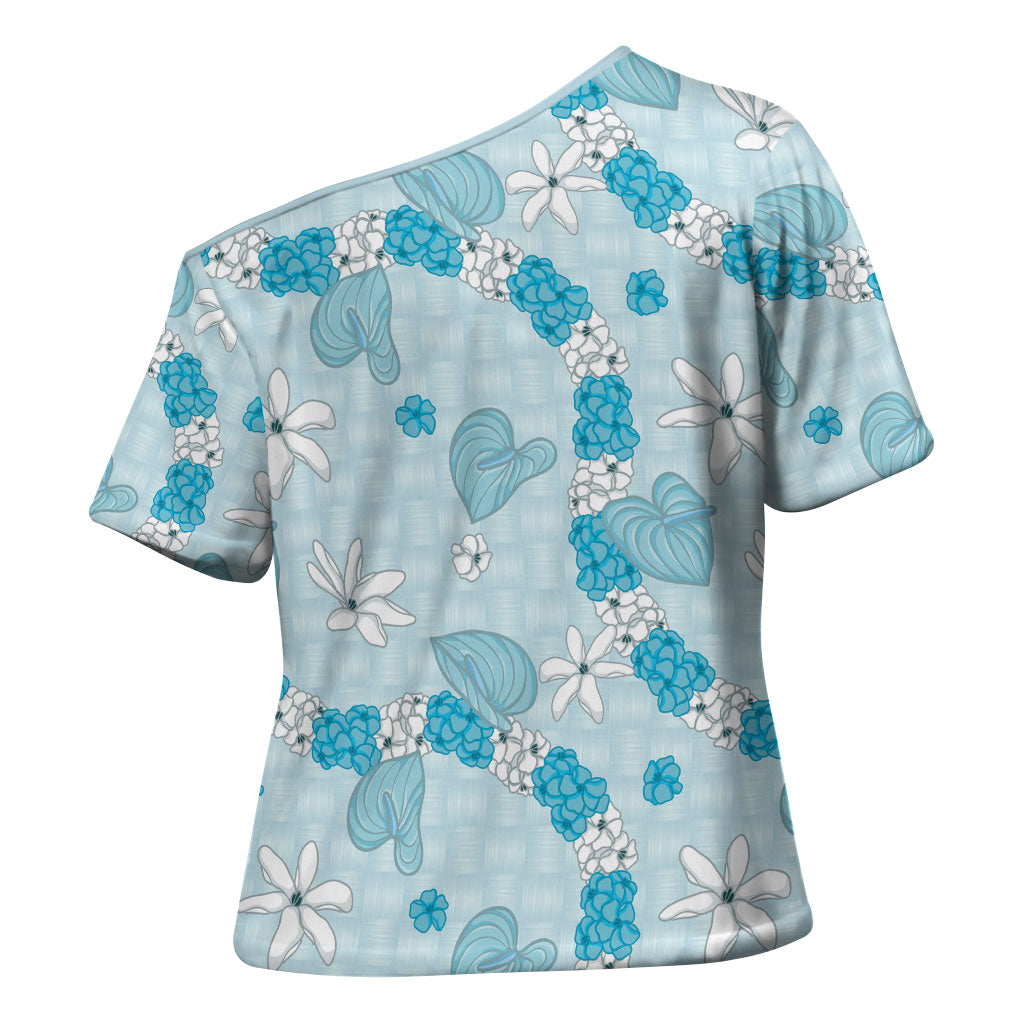 Hawaii Anthurium Tiare Pikake Lei Cross Shoulder Shirt UliUli Lauhala Art Pattern