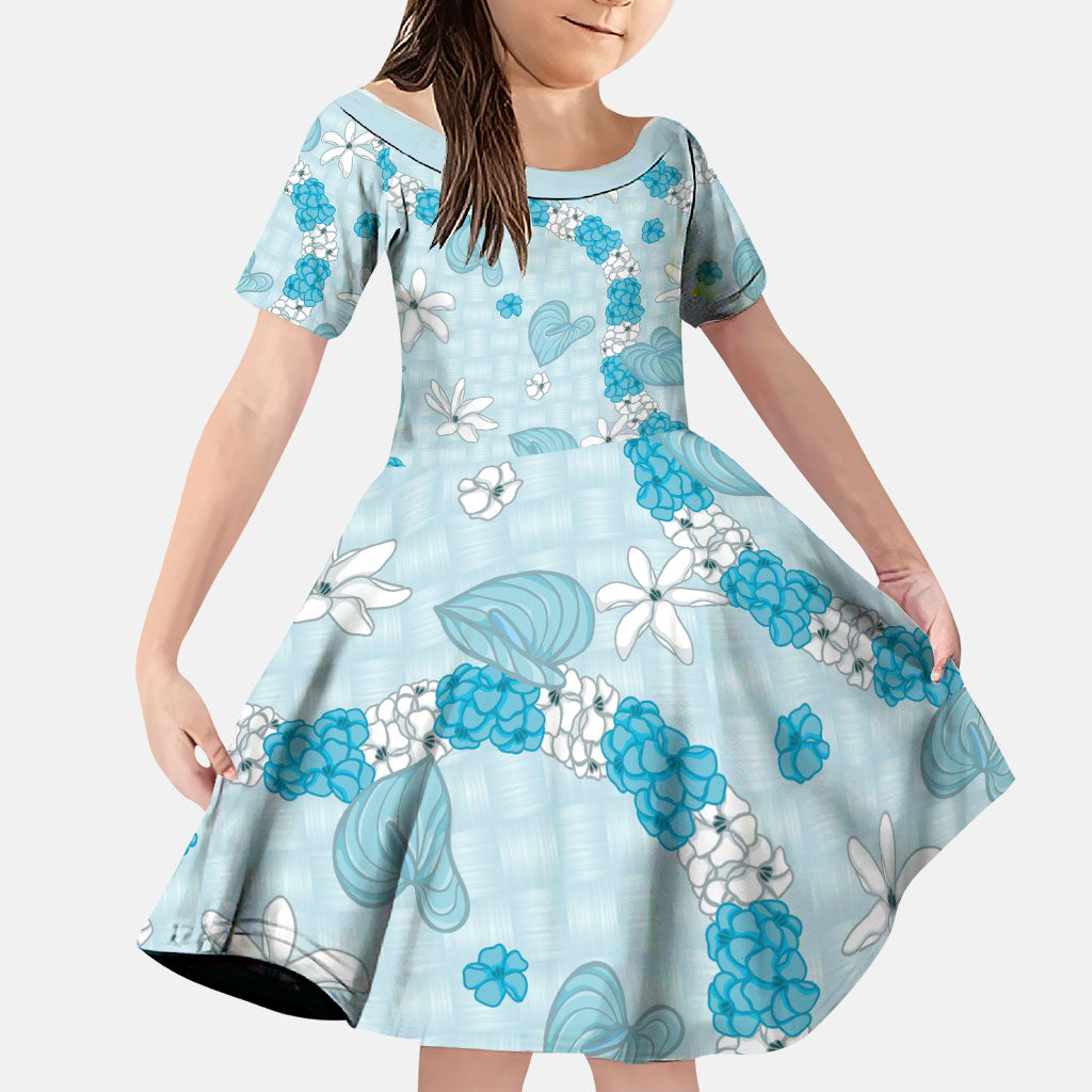 Hawaii Anthurium Tiare Pikake Lei Family Matching Off Shoulder Short Dress and Hawaiian Shirt UliUli Lauhala Art Pattern