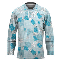 Hawaii Anthurium Tiare Pikake Lei Hockey Jersey UliUli Lauhala Art Pattern