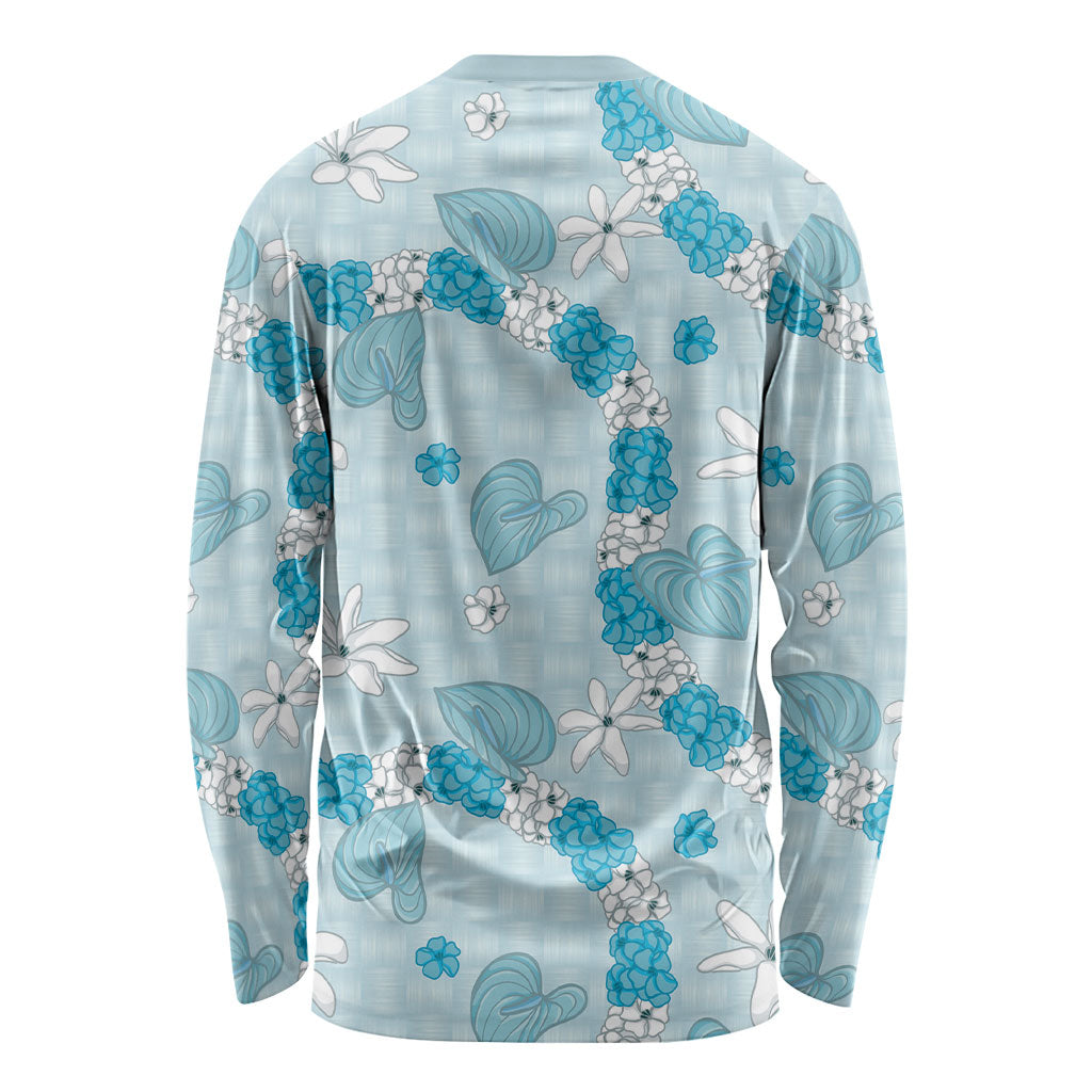 Hawaii Anthurium Tiare Pikake Lei Long Sleeve Shirt UliUli Lauhala Art Pattern