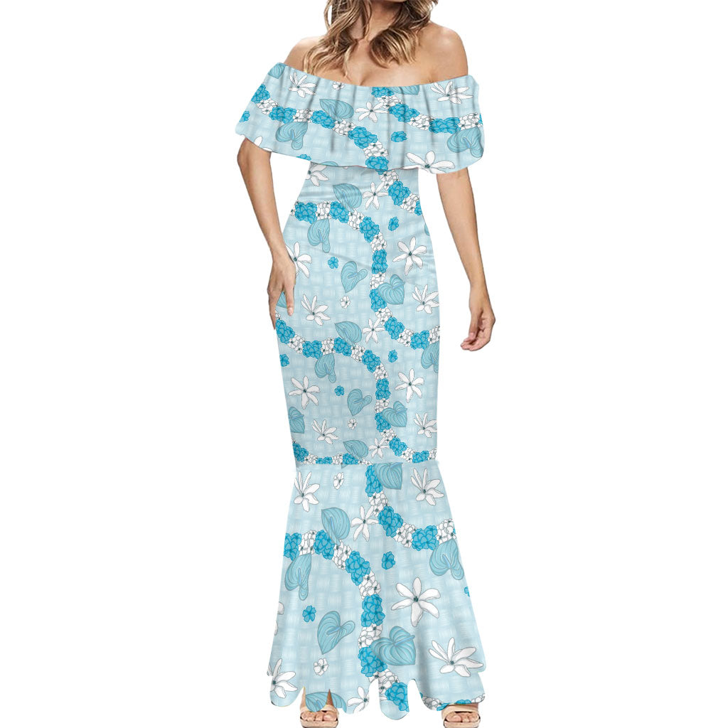 Hawaii Anthurium Tiare Pikake Lei Mermaid Dress UliUli Lauhala Art Pattern