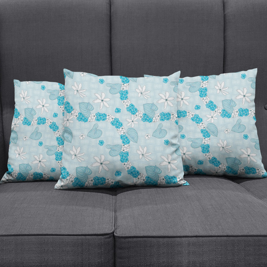 Hawaii Anthurium Tiare Pikake Lei Pillow Cover UliUli Lauhala Art Pattern