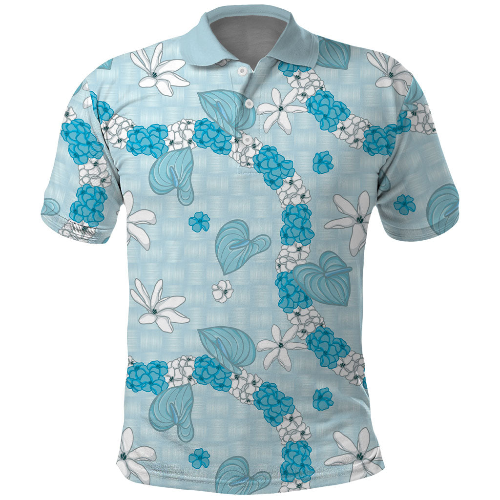 Hawaii Anthurium Tiare Pikake Lei Polo Shirt UliUli Lauhala Art Pattern