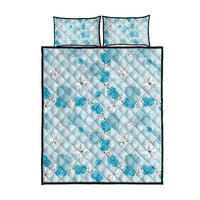 Hawaii Anthurium Tiare Pikake Lei Quilt Bed Set UliUli Lauhala Art Pattern