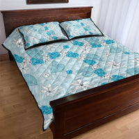 Hawaii Anthurium Tiare Pikake Lei Quilt Bed Set UliUli Lauhala Art Pattern