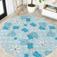 Hawaii Anthurium Tiare Pikake Lei Round Carpet UliUli Lauhala Art Pattern