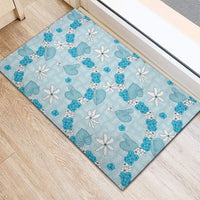 Hawaii Anthurium Tiare Pikake Lei Rubber Doormat UliUli Lauhala Art Pattern