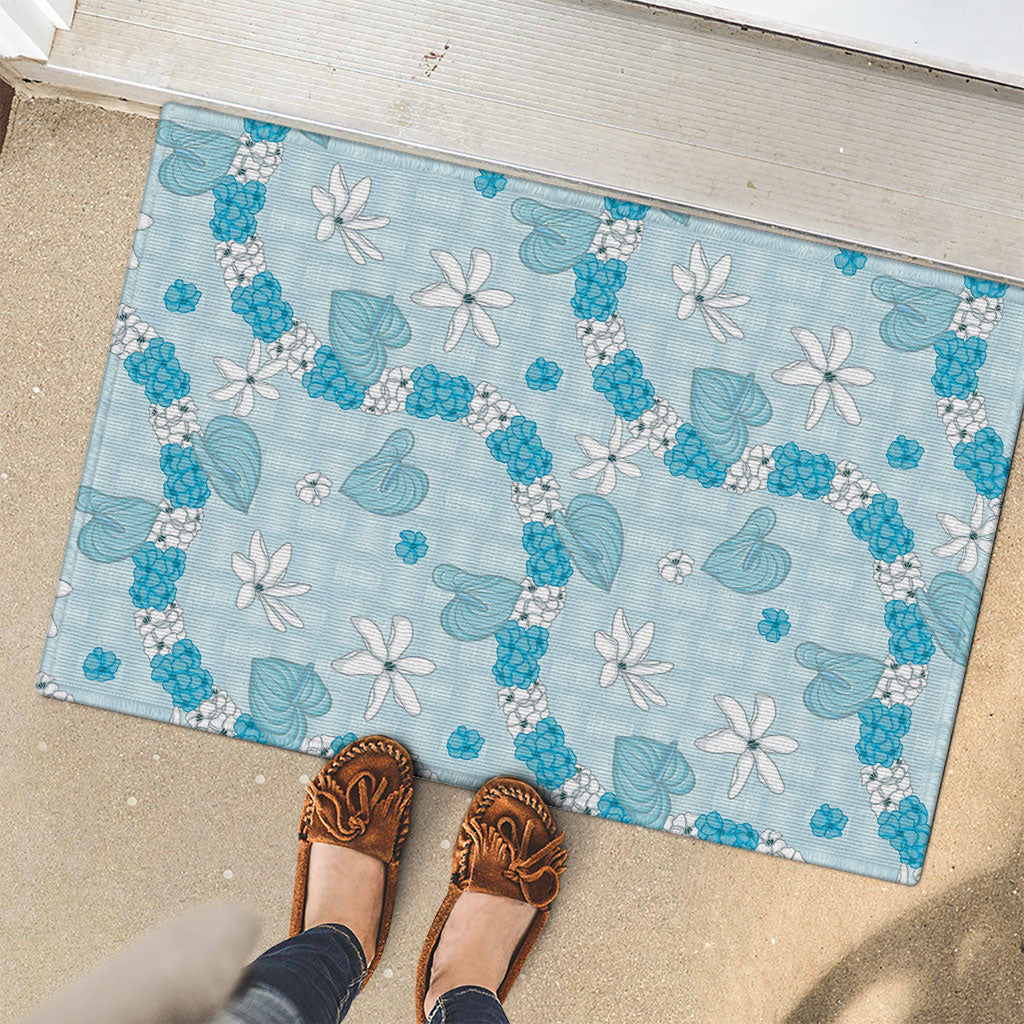 Hawaii Anthurium Tiare Pikake Lei Rubber Doormat UliUli Lauhala Art Pattern