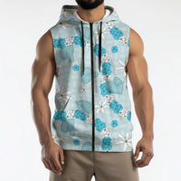 Hawaii Anthurium Tiare Pikake Lei Sleeveless Zip Hoodie UliUli Lauhala Art Pattern