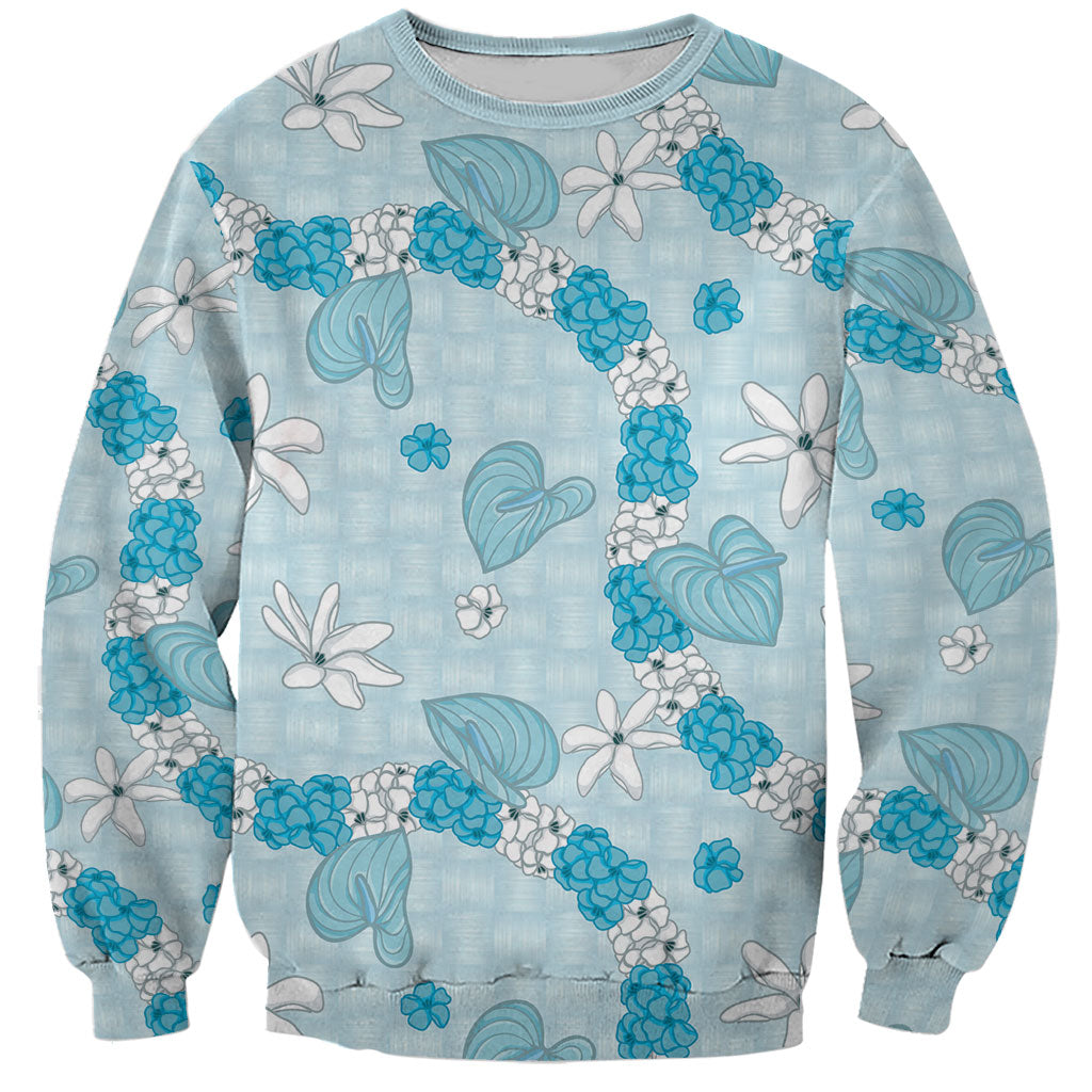 Hawaii Anthurium Tiare Pikake Lei Sweatshirt UliUli Lauhala Art Pattern