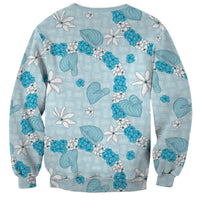 Hawaii Anthurium Tiare Pikake Lei Sweatshirt UliUli Lauhala Art Pattern