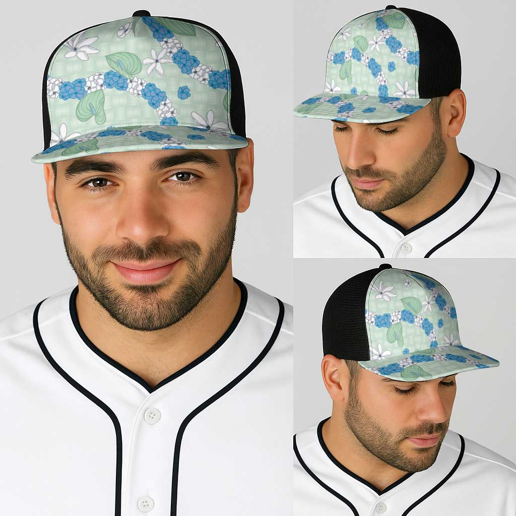 Hawaii Anthurium Tiare Pikake Lei Baseball Net Cap Omaomao Lauhala Art Pattern