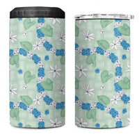 Hawaii Anthurium Tiare Pikake Lei 4 in 1 Can Cooler Tumbler Omaomao Lauhala Art Pattern