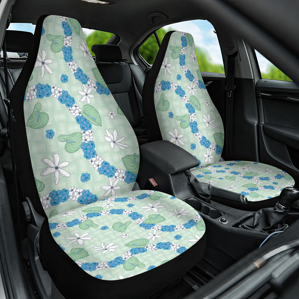 Hawaii Anthurium Tiare Pikake Lei Car Seat Cover Omaomao Lauhala Art Pattern