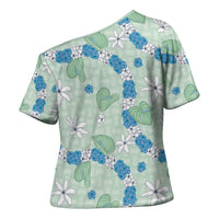 Hawaii Anthurium Tiare Pikake Lei Cross Shoulder Shirt Omaomao Lauhala Art Pattern