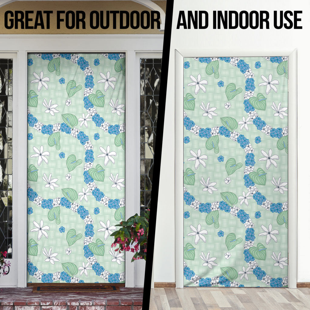 Hawaii Anthurium Tiare Pikake Lei Door Cover Omaomao Lauhala Art Pattern