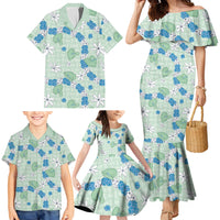 Hawaii Anthurium Tiare Pikake Lei Family Matching Mermaid Dress and Hawaiian Shirt Omaomao Lauhala Art Pattern LT01 - Polynesian Pride