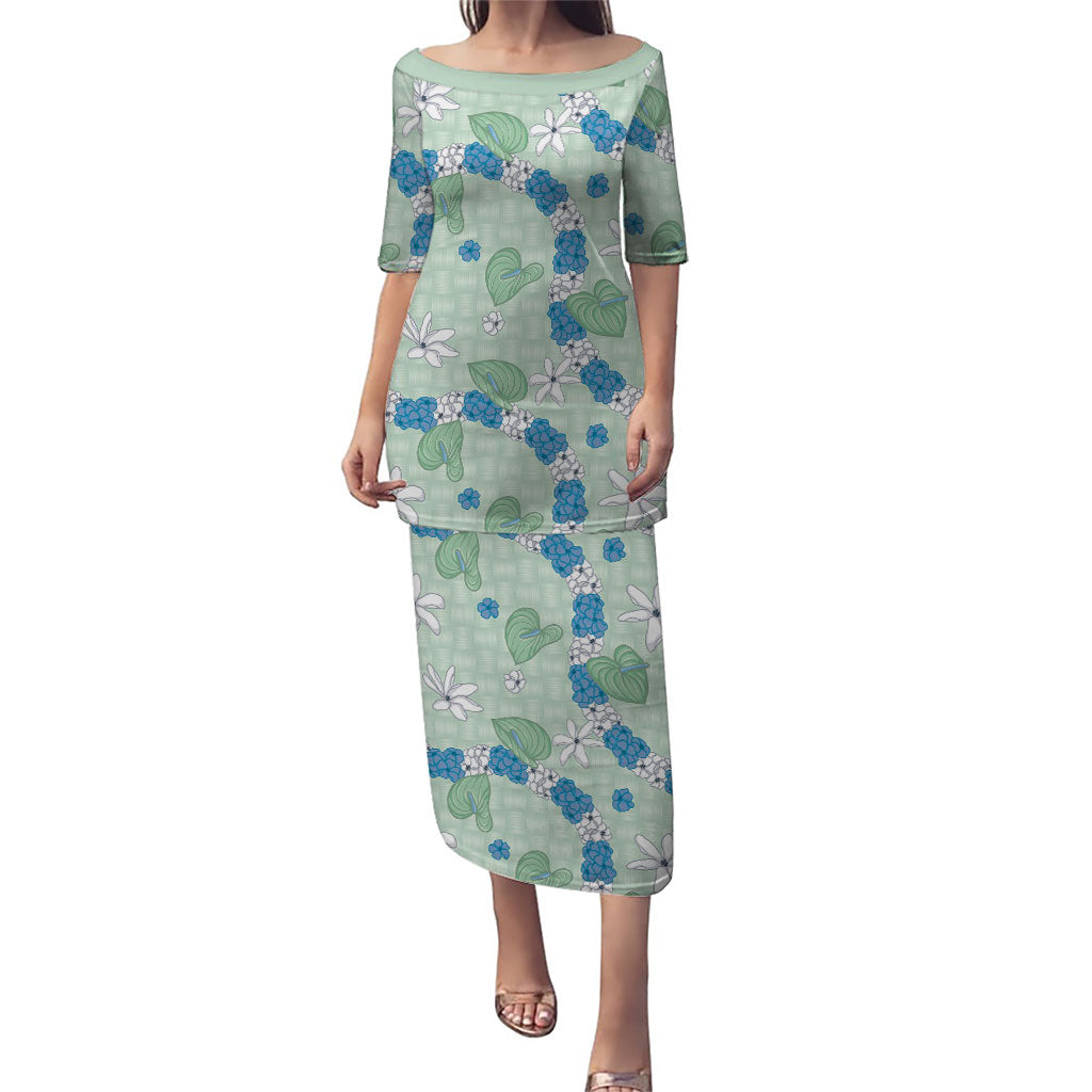 Hawaii Anthurium Tiare Pikake Lei Family Matching Puletasi and Hawaiian Shirt Omaomao Lauhala Art Pattern