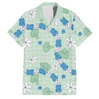 Hawaii Anthurium Tiare Pikake Lei Family Matching Summer Maxi Dress and Hawaiian Shirt Omaomao Lauhala Art Pattern LT01 Dad's Shirt - Short Sleeve Green - Polynesian Pride