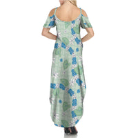 Hawaii Anthurium Tiare Pikake Lei Family Matching Summer Maxi Dress and Hawaiian Shirt Omaomao Lauhala Art Pattern LT01 - Polynesian Pride