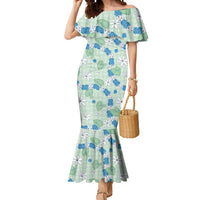 Hawaii Anthurium Tiare Pikake Lei Mermaid Dress Omaomao Lauhala Art Pattern