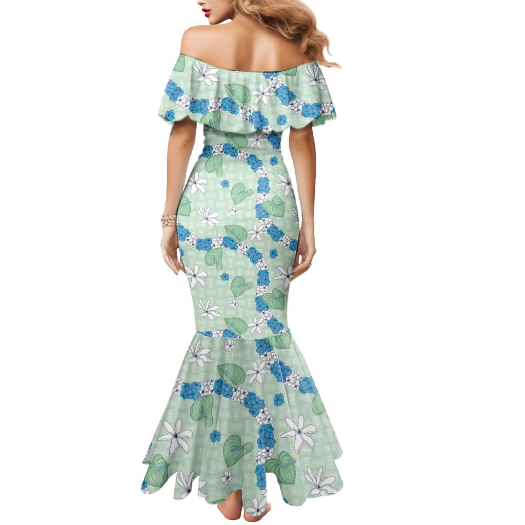 Hawaii Anthurium Tiare Pikake Lei Mermaid Dress Omaomao Lauhala Art Pattern