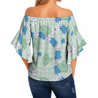 Hawaii Anthurium Tiare Pikake Lei Off Shoulder Wrap Waist Top Omaomao Lauhala Art Pattern LT01 - Polynesian Pride
