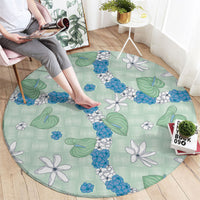 Hawaii Anthurium Tiare Pikake Lei Round Carpet Omaomao Lauhala Art Pattern
